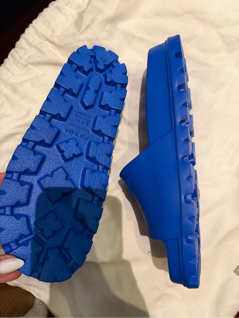Prada Blue Rubber Slide Sandals NEW 37 - Picture 2 of 3